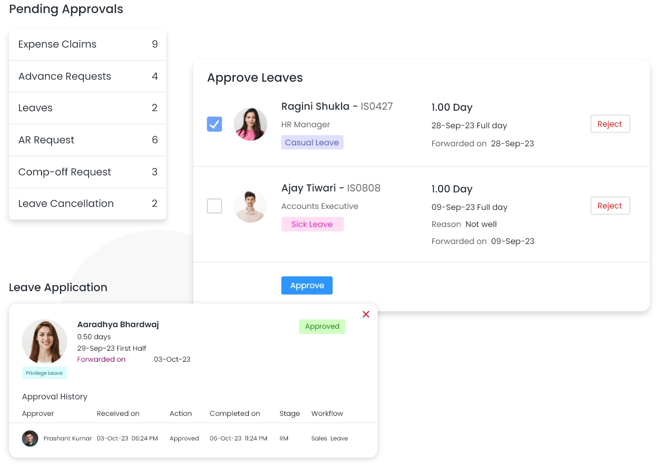 QkrHR workflow management system software for leave approvals and AR Request