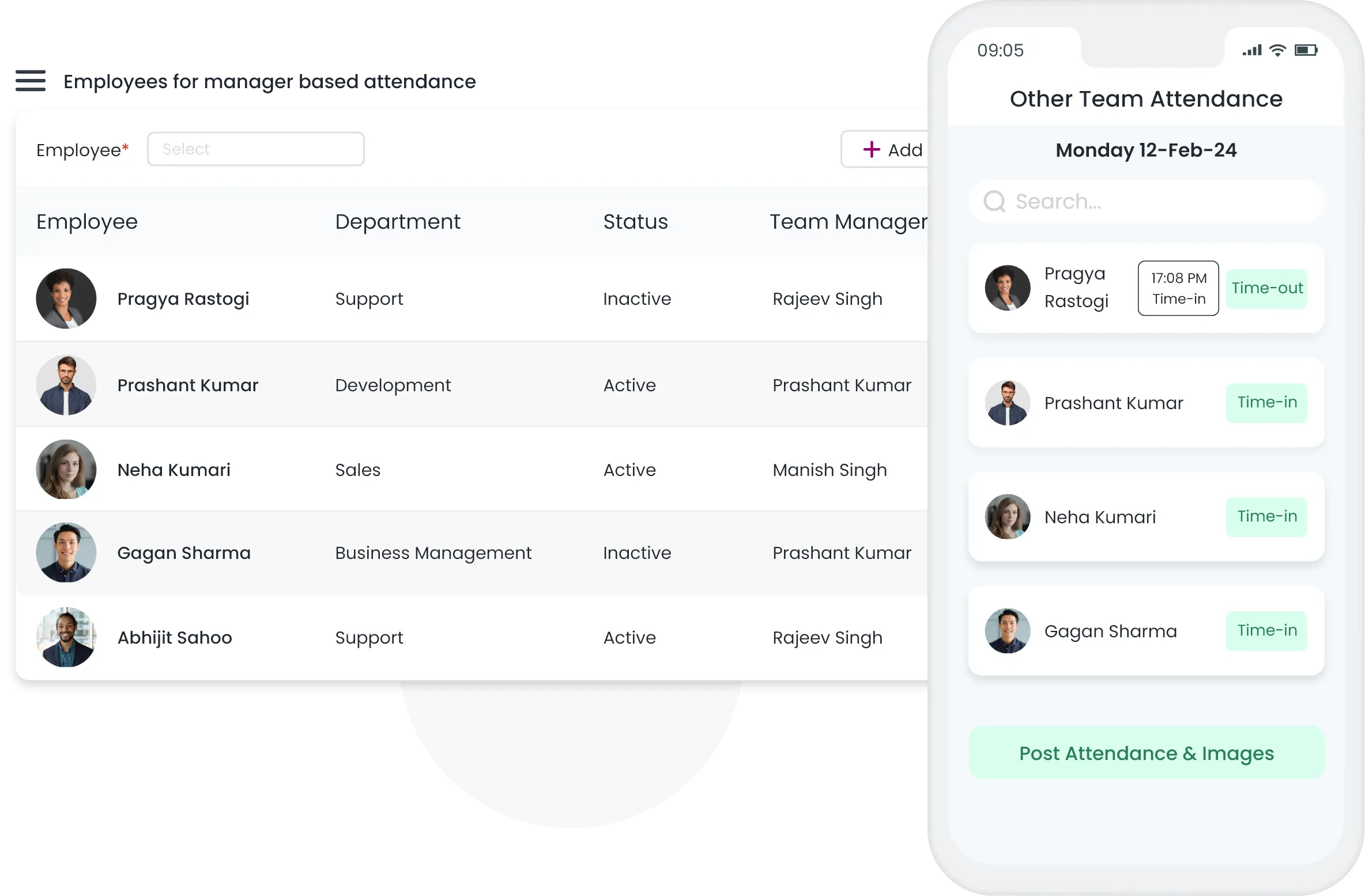Supervisors can mark attendance with QkrHr staff attendance Software