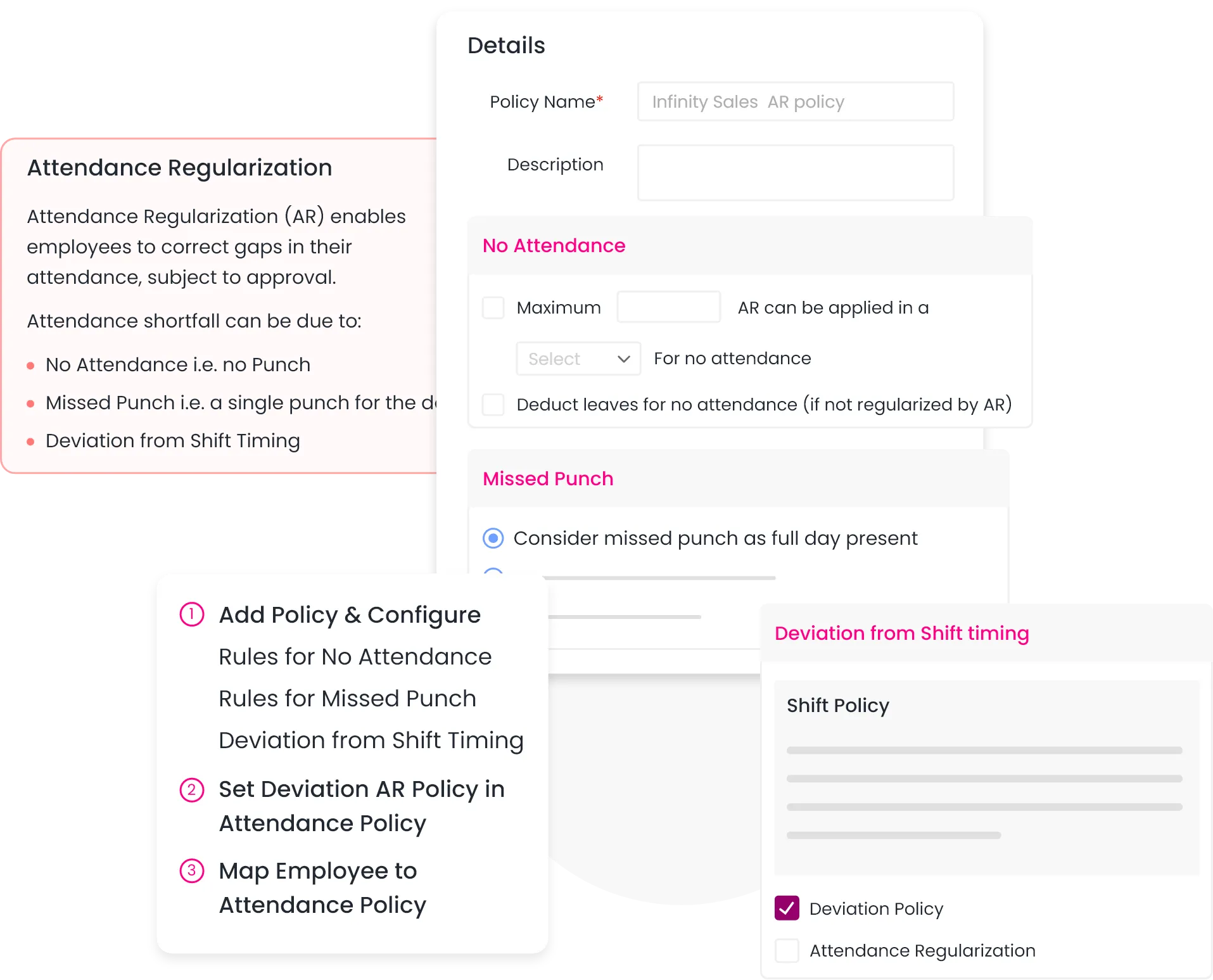 Set up attendance regularization and deviation policies