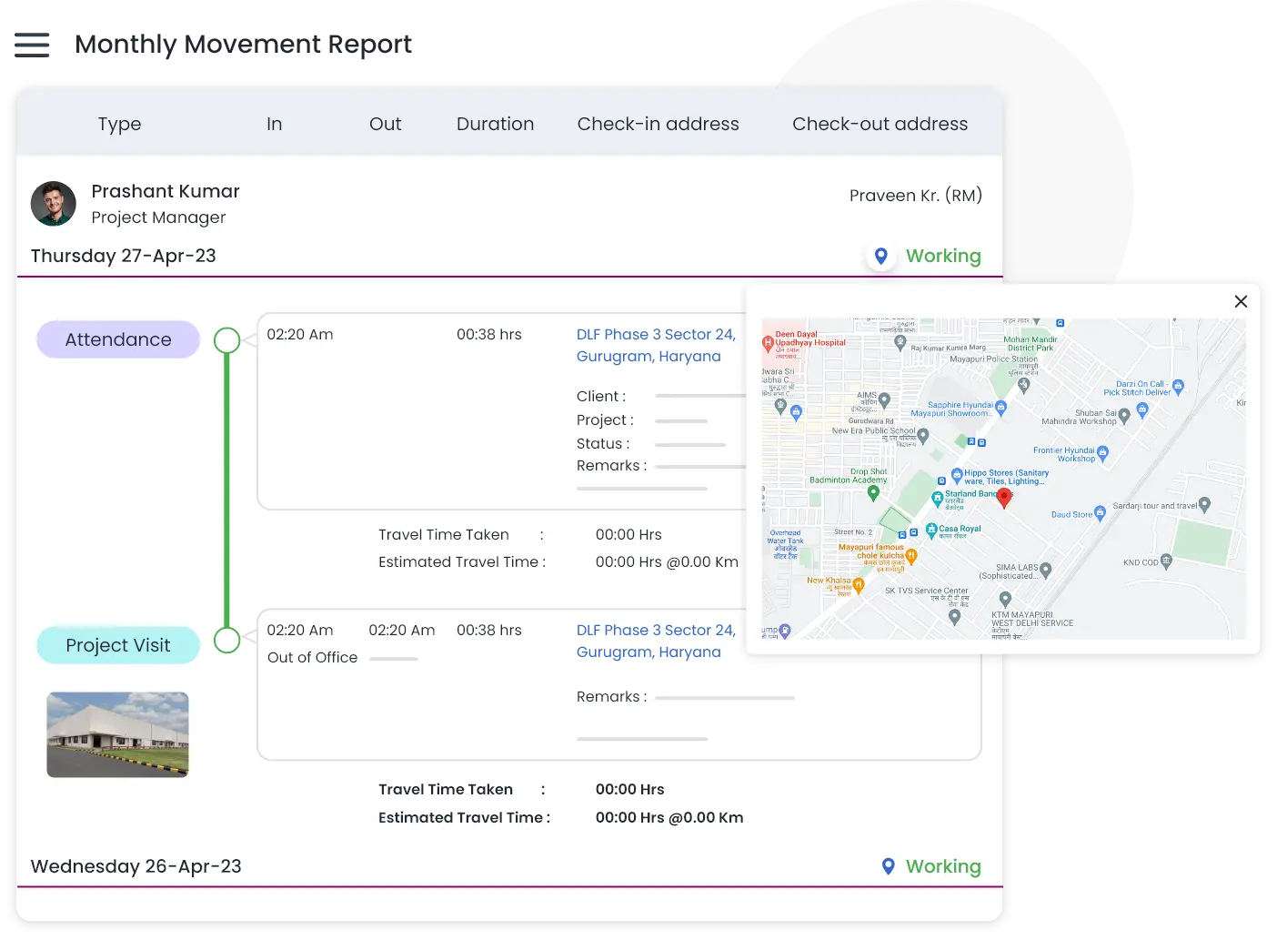 Qkrh detailed movement reports